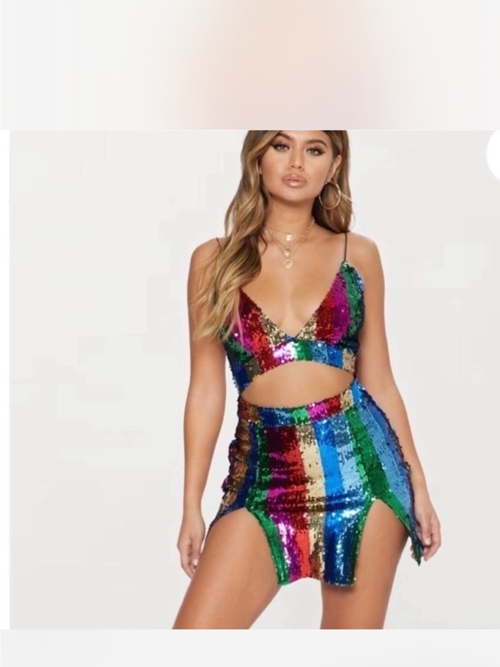 Prettylittlething Multicolor Sequin Mini Dress View 3